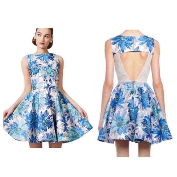 Alice + Olivia Dresses & Skirts - Alice + Olivia Foss Brocade Fit & Flare Floral Jacquard Dress Size 0